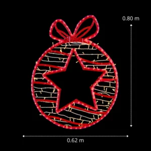 Medidas de la Figura LED 0.80 metros de alto por 0.62 metros de ancho en forma de esfera navideña gigante para exterior