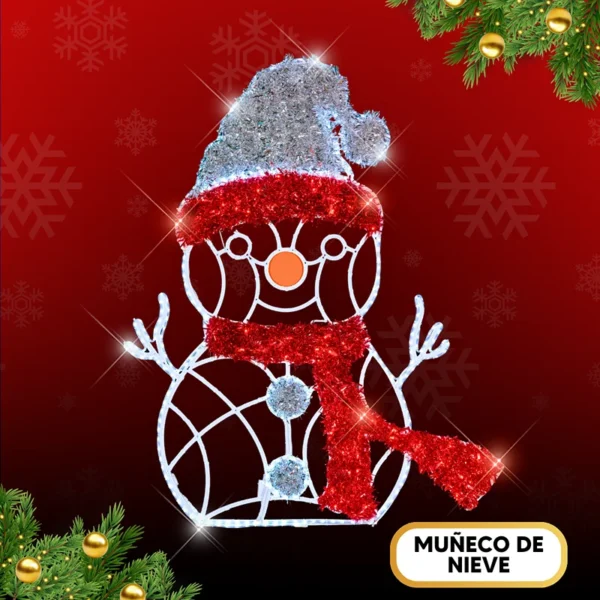 Figura LED grande muñeco de nieve para interior y exterior, fachadas, parques y monumentos