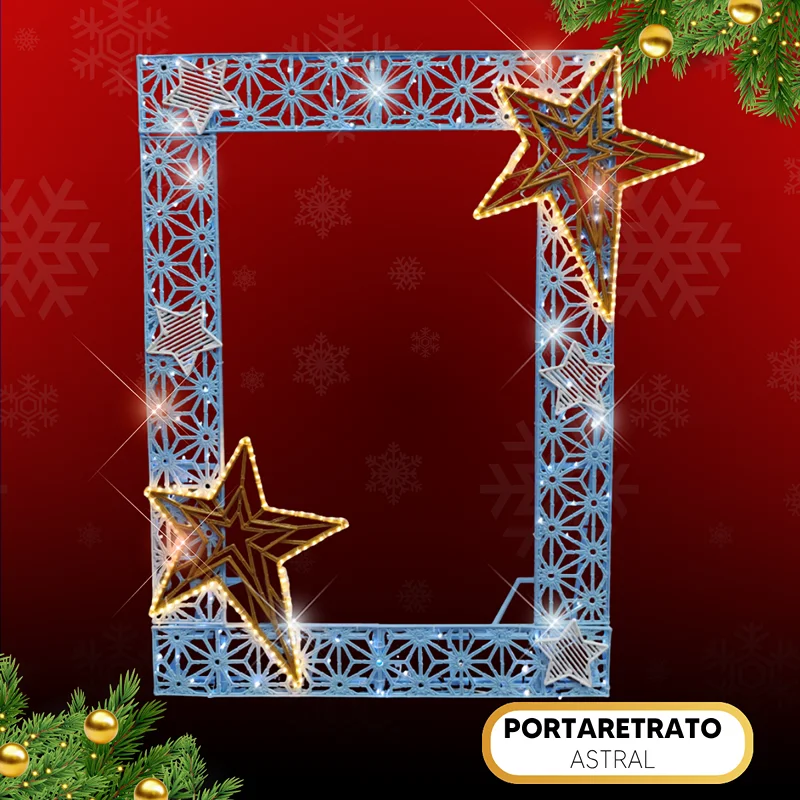 Figura LED Portarretrato astral gigante iluminado para exteriores e interiores con luces