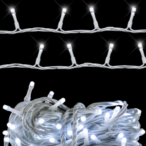 Serie LED 10m luz BLANCO FRÍO cable blanco gama media