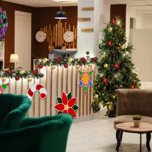 Árbol de Navidad Destello para interior de oficinas o recepciones con luces incluidas listo para armar