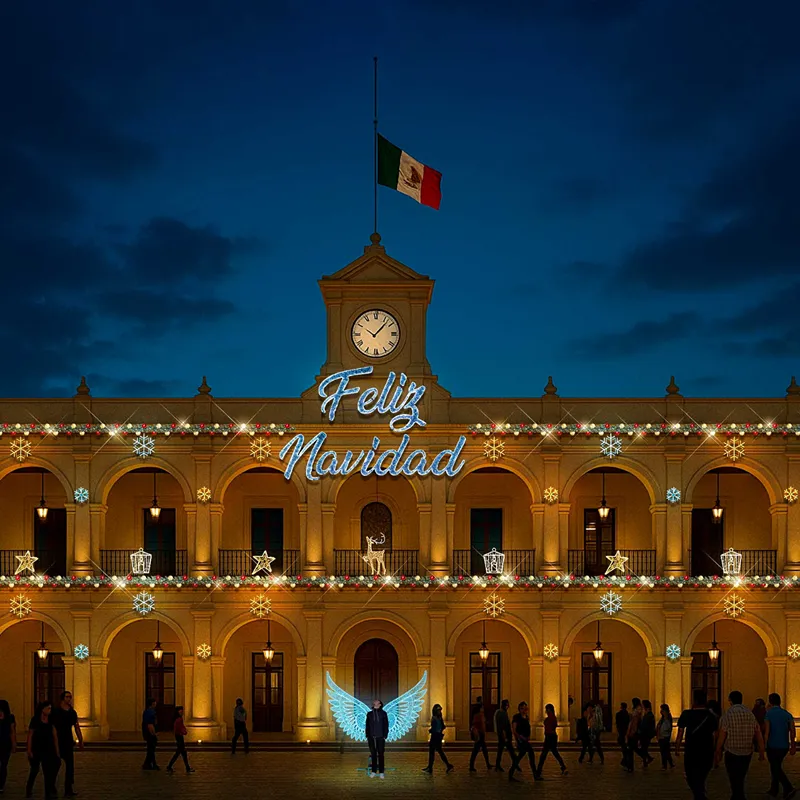 Figura LED Letrero Feliz Navidad Gigante para adornar fachadas, presidencias municipales, centros comerciales, interior y exterior.