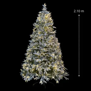 Árbol navidad con nieve artificial de dos metros con diez centímetros de altura para interiores