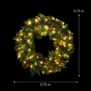 Corona de Navidad de setenta y cinco centímetros de diámetro y luces LED incluidas