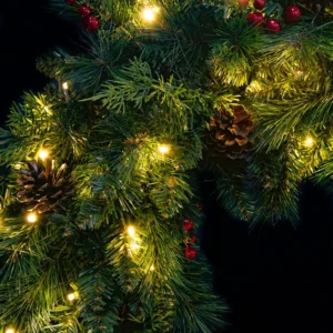 Corona de Navidad con Luces y Bellotas para adornar interiores