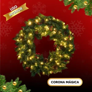 Corona Mágica de Navidad con Luces y Bellotas para interior