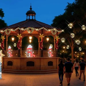 Figura LED Gigante Estrella fugaz instalada en un Quisco