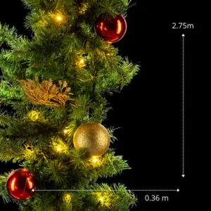 guirnalda navideña con luces de dos metros con setenta y cinco centímetros de largo por 6 centímetros de espesor