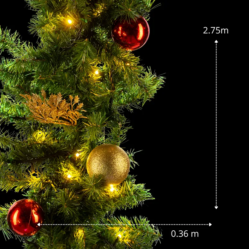 guirnalda navideña con luces de dos metros con setenta y cinco centímetros de largo por 6 centímetros de espesor