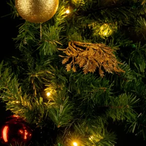 guirnaldas navideñas colgantes verdes con luces LED y esferas incluidas