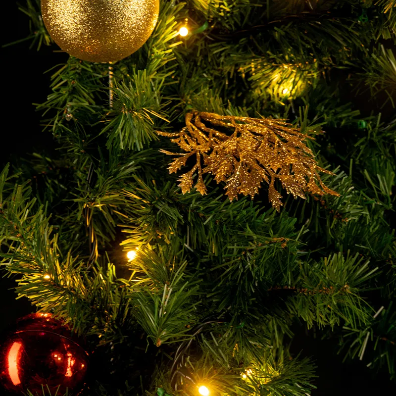 guirnaldas navideñas colgantes verdes con luces LED y esferas incluidas