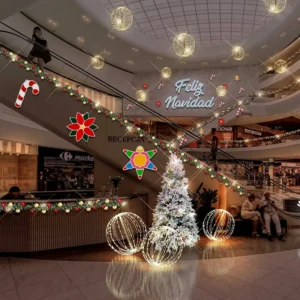 Guirnalda de navidad con luces para escaleras eléctricas interior y exterior centros comerciales, plazas, hoteles y empresas