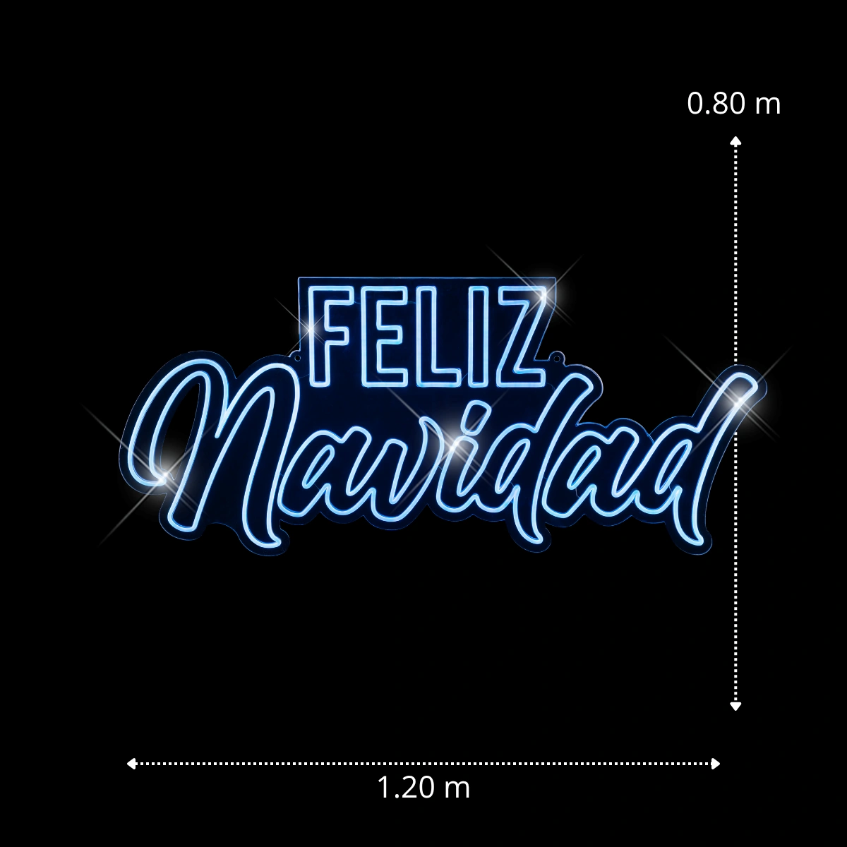 Figura LED letrero feliz Navidad chico para exterior y proyectos