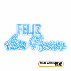 Letrero Feliz Año Nuevo Neón Azul Chico (1.20m) - Luminoso