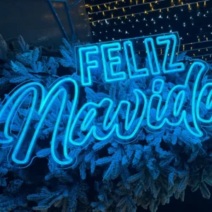 Figura LED letrero feliz Navidad chico para iluminación monumental exterior