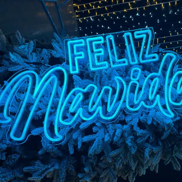 Figura LED letrero feliz Navidad chico para iluminación monumental exterior