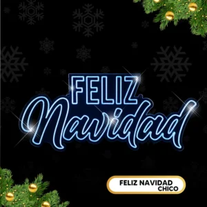 Figura LED letrero feliz Navidad chico con manguera Neón azul