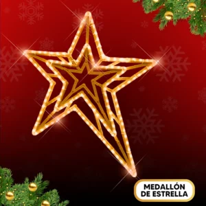 Adorno de Medallón en forma de estrella con luces LED blanco cálido