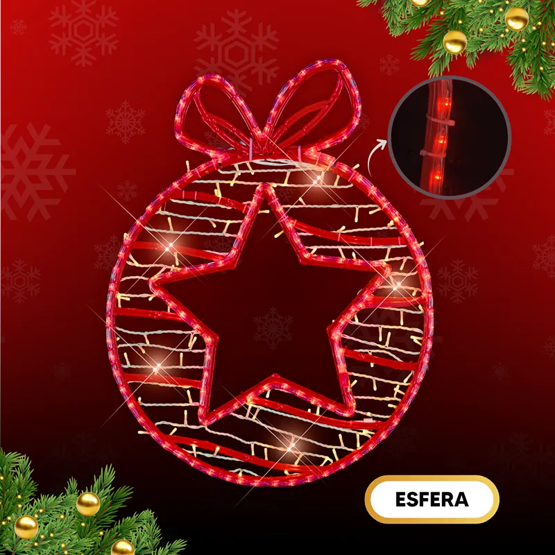 Figura LED Esfera Gigante para exterior con manguera LED roja