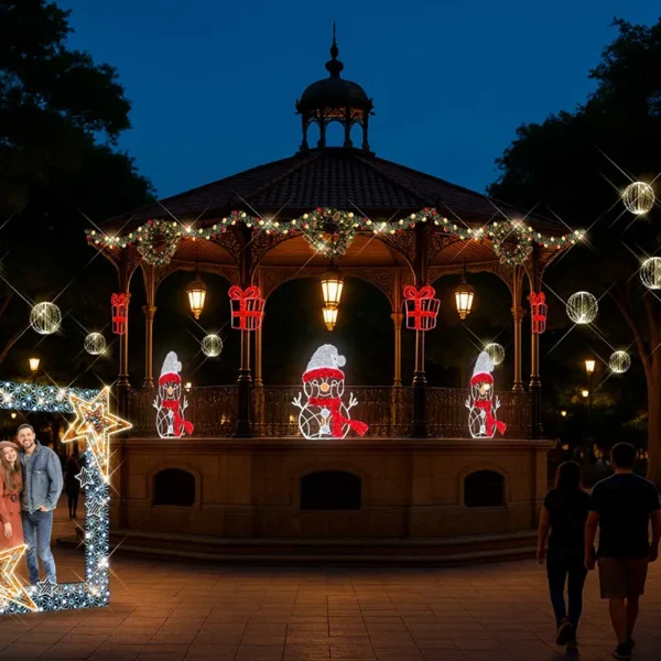 Figura LED grande Muñeco de Nieve se puede montar en quioscos, parques públicos, fachadas, presidencias, plazas comerciales y hoteles