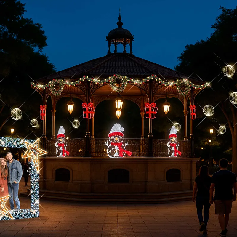 Figura LED grande Muñeco de Nieve se puede montar en quioscos, parques públicos, fachadas, presidencias, plazas comerciales y hoteles