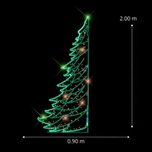 Medidas de la Figura LED grande Pino Navidad verde de noventa centímetros de ancho por dos metros de alto