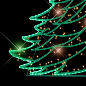 La Figura LED Pino Navidad Gigante está fabricado con estructura de acero y material reciclado bioprint resistente a la intemperie