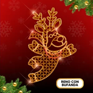 Figura LED gigante en forma de Reno con bufanda para adornar calles, avenidas, parques, fachadas municipales, plazas comerciales en navidad