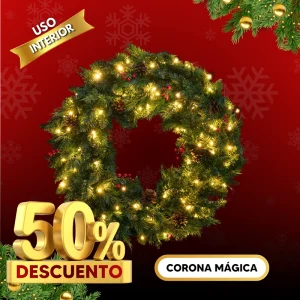 Corona Mágica de Navidad con Luces y Bellotas para interior