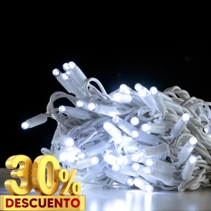 Serie led luz blanco frío gama alta cable blanco vista frontal
