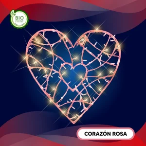 Figura LED de Corazón color rosa para proyectos de iluminación monumental en zócalos, plazas públicas, presidencias municipales, fachadas y centros comerciales
