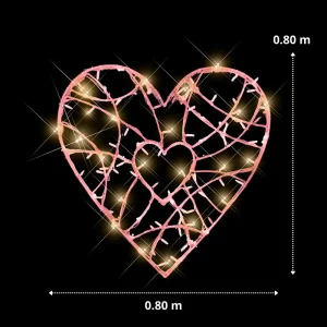 Medidas de la Figura LED Corazón Rosa Gigante para adornar amplios espacios públicos y fachadas