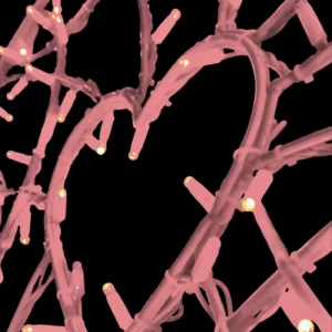 Figura LED Corazón Rosa en material Brioprint reciclado con luces LED brillantes para proyectos de adorno monumental