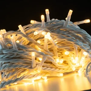 Serie LED 10m luz BLANCO CÁLIDO gama media cable blanco