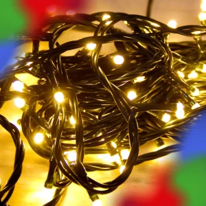 Serie led luz blanco cálido gama media cable verde de 10 metros de largo