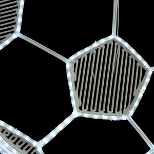 La Figura LED Gigante en forma de Pelóta o balón de futbol está fabricada con material reciclado Bioprint resistente a la intemperie y exteriores