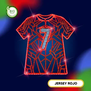 Figura LED Gigante en forma de Jersey de futbol rojo para adornar espacios públicos como jardines, plazas, parques, centros comerciales y fachadas