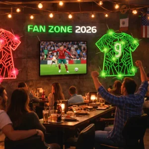 Figura con iluminación LED grande en forma de Camiseta de futbol soccer color verde para adornar espacios públicos como jardines, plazas, parques, centros comerciales, restaurantes, fachadas y municipios