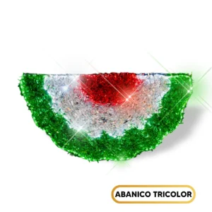 Figura LED de abanico tricolor mexicano grande para fiestas patrias para adornar calles, avenidas, fachadas, parques, jardines y centros comerciales