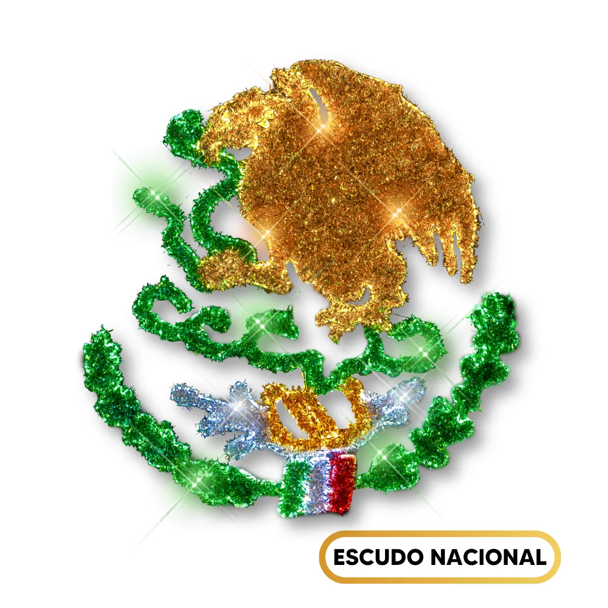 Figura LED Escudo Nacional Mexicano para fiestas patrias, ideal para decorar calles, parques, fachadas de monumentos y presidencias municipales