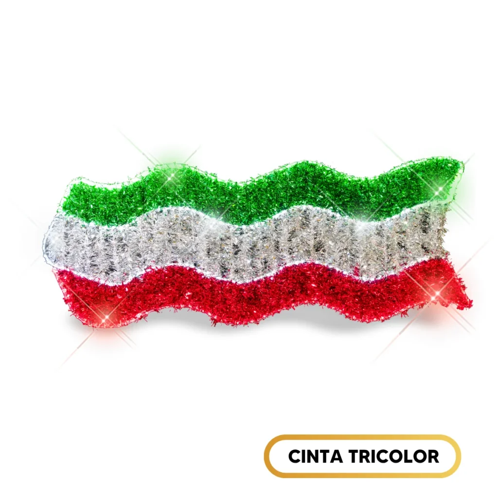 Figura LED Cinta tricolor grande para adornar Fiestas Patrias en exterior como calles, avenidas, fachadas de monumentos y presidencias, centros comerciales