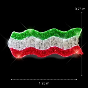 Medidas de la figura LED grande en forma de cinta verde blanco y rojo blanco para fiestas patrias