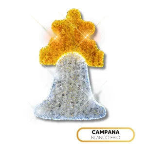 Figura LED de Campana Blanca fabricada en acero tamaño grande para adornar Fiestas Patrias de Septiembre en México