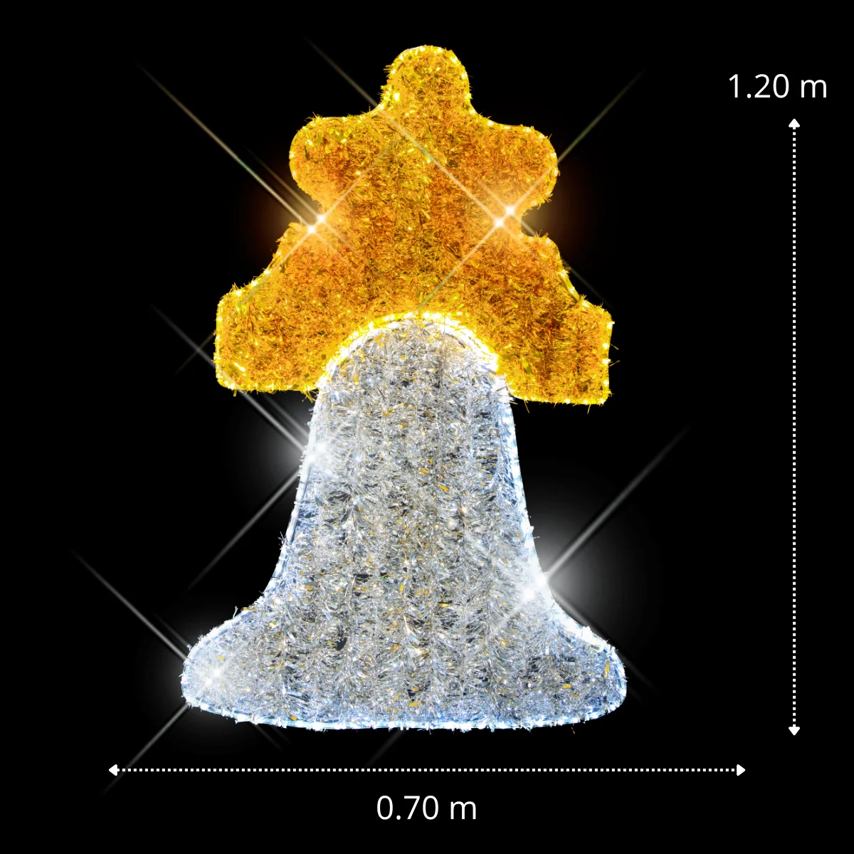 Medidas de la figura LED grande en forma de campana blanca para fiestas patrias