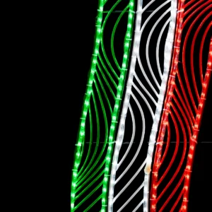 Figura LED Pendón tricolor verde blanco y rojo grande para adornar espacios públicos, calles, avenidas, presidencias, zócalos municipales