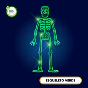 Figura LED decorativa grande en forma de Esqueleto color verde para adorno de día de muertos