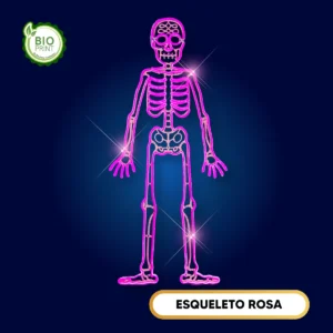 Figura LED decorativa grande en forma de Esqueleto color rosa para adorno de día de muertos