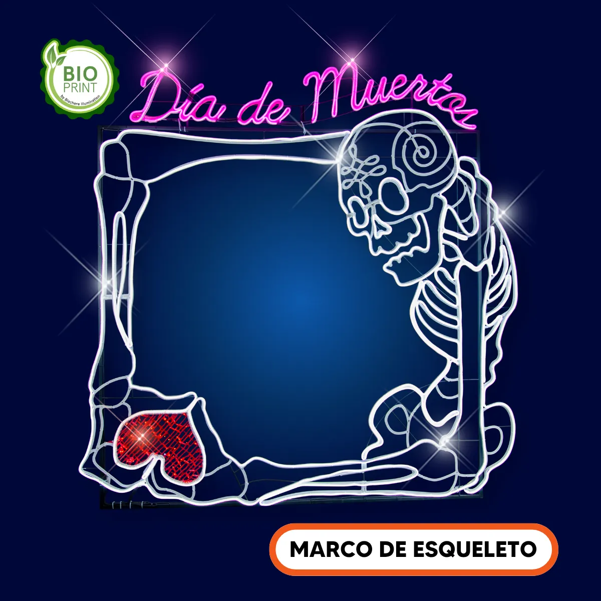 Figura LED decorativa grande en forma de marco de Esqueleto para tomar fotografías familiares en día de muertos