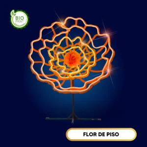Figura LED Flor de Cempasúchil para colocar en piso con Manguera Neón y material de plástico reciclado Bioprint