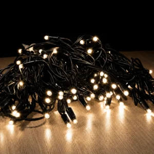 Serie LED Blanco Cálido Cable Verde Starflash 10m Adorno Navideño
